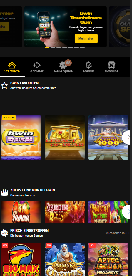 bwin - Überblick über verfügbare Spiele und Boni